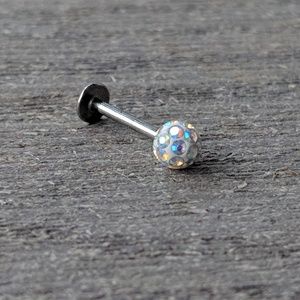 Opal studded post and ball 16g